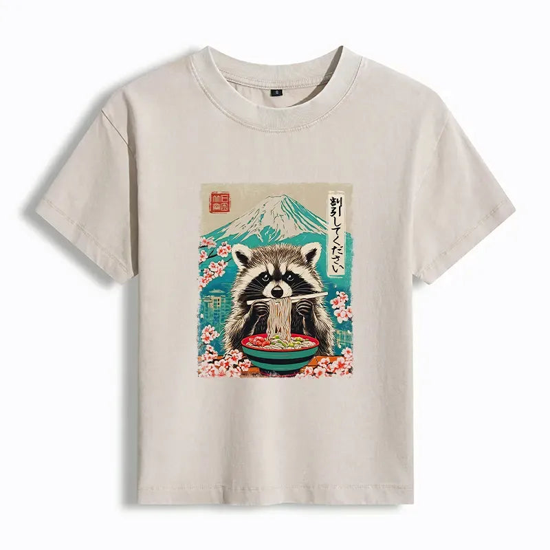 Kyoto-Lion Please Give Raccoon A Discount Women's Washed T-shirt