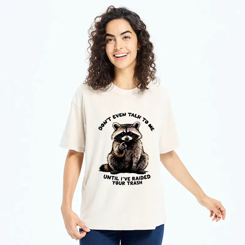 Kyoto-Lion Don't Talk To Me Raccoon Vibe Washed T-Shirt