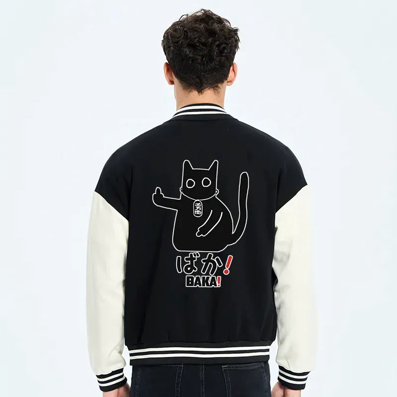 unisex cat varsity jacket for daily wear