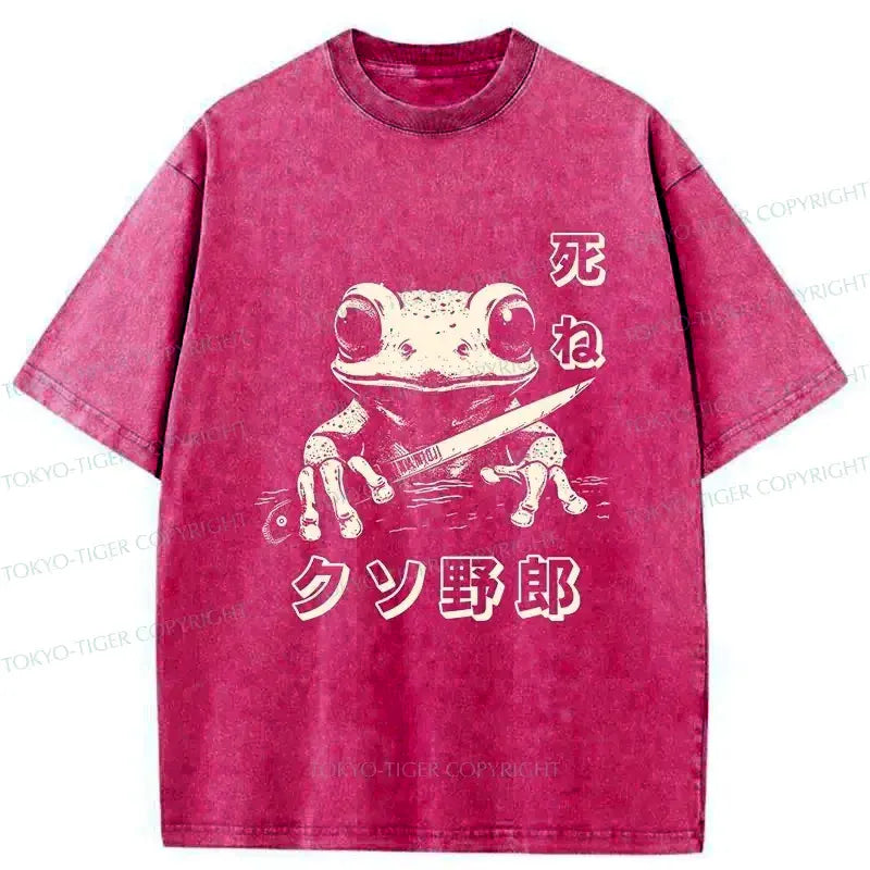 Kyoto-Lion Frog With Knife Washed T-Shirt