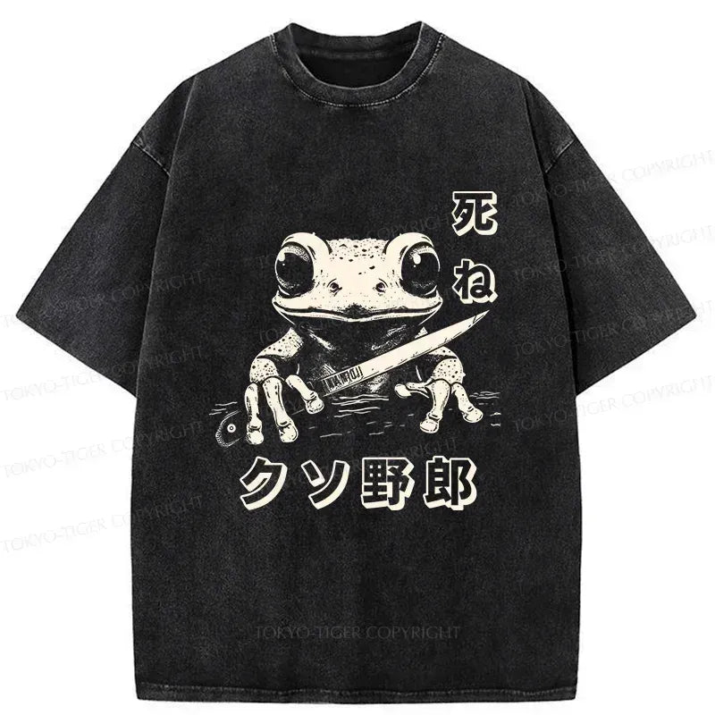 Kyoto-Lion Frog With Knife Washed T-Shirt