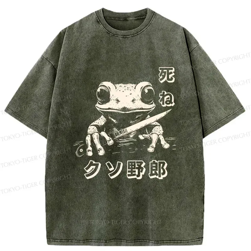 Kyoto-Lion Frog With Knife Washed T-Shirt