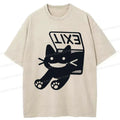 Washed unisex cat tee streetwear