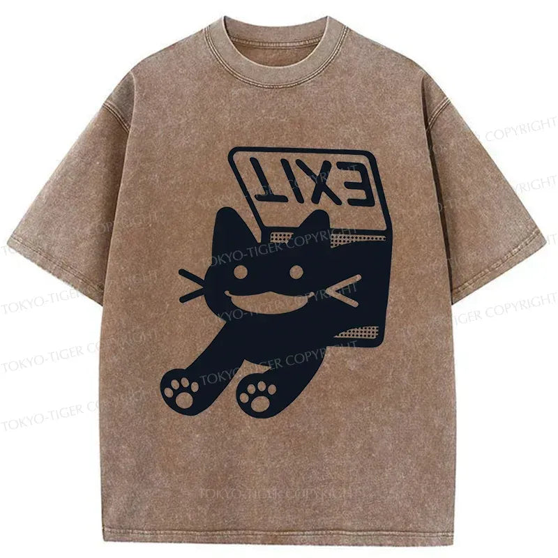 Washed unisex cat tee streetwear