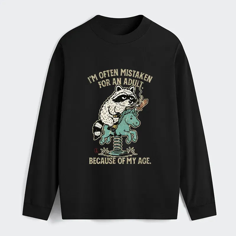 japanese funny raccoon and horse meme classic long sleeve tee