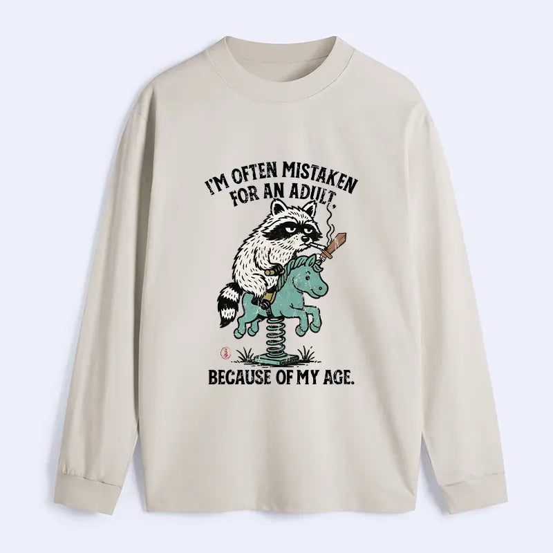 japanese funny raccoon and horse meme classic long sleeve tee