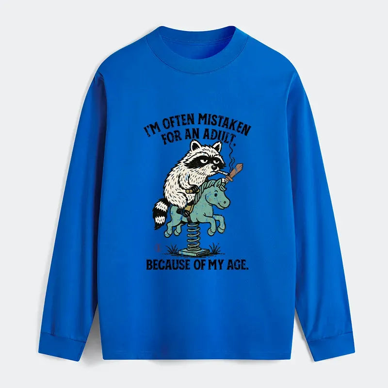 japanese funny raccoon and horse meme classic long sleeve tee