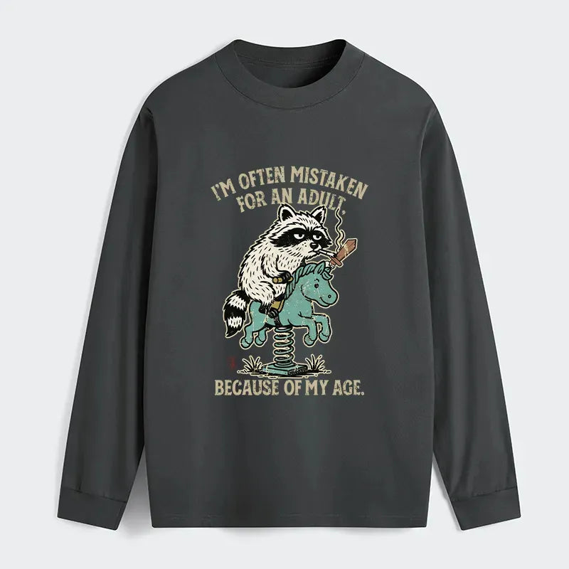 Kyoto-Lion funny Raccoon and Horse meme Classic Long Sleeve T-Shirt