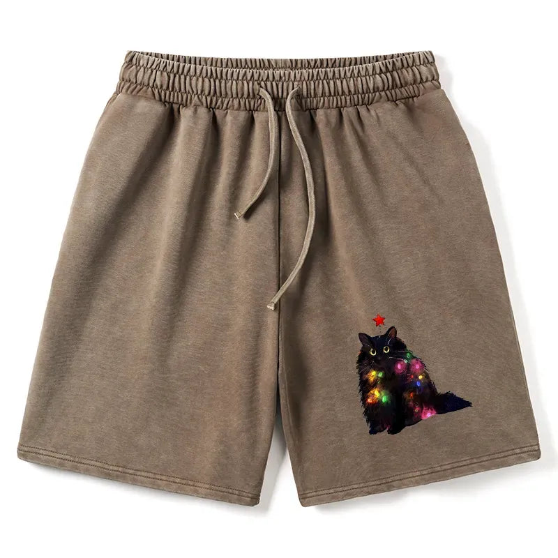 japanese cat washed shorts for summer