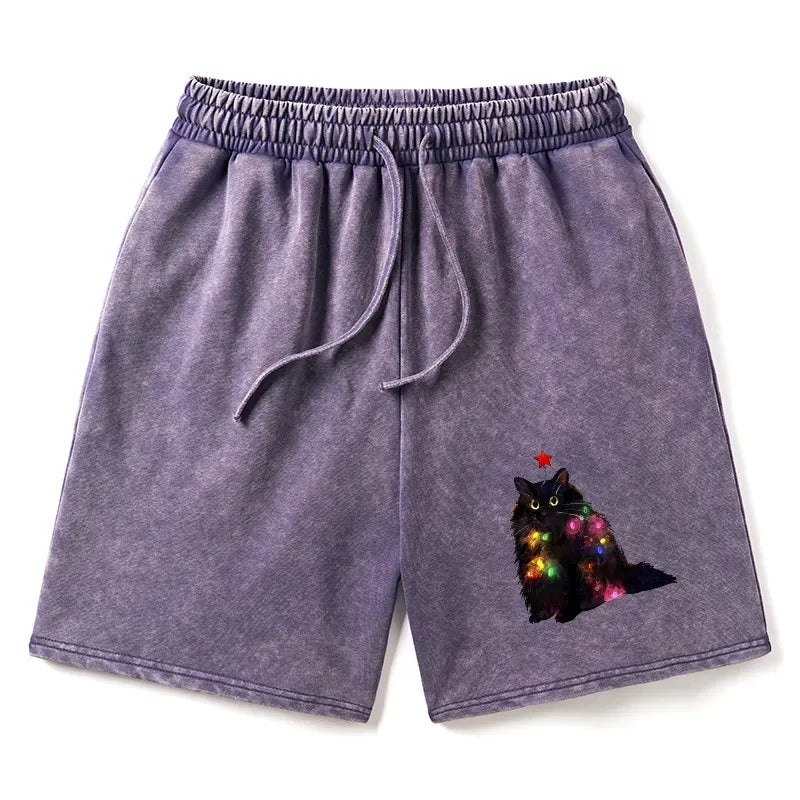 japanese cat washed shorts for summer