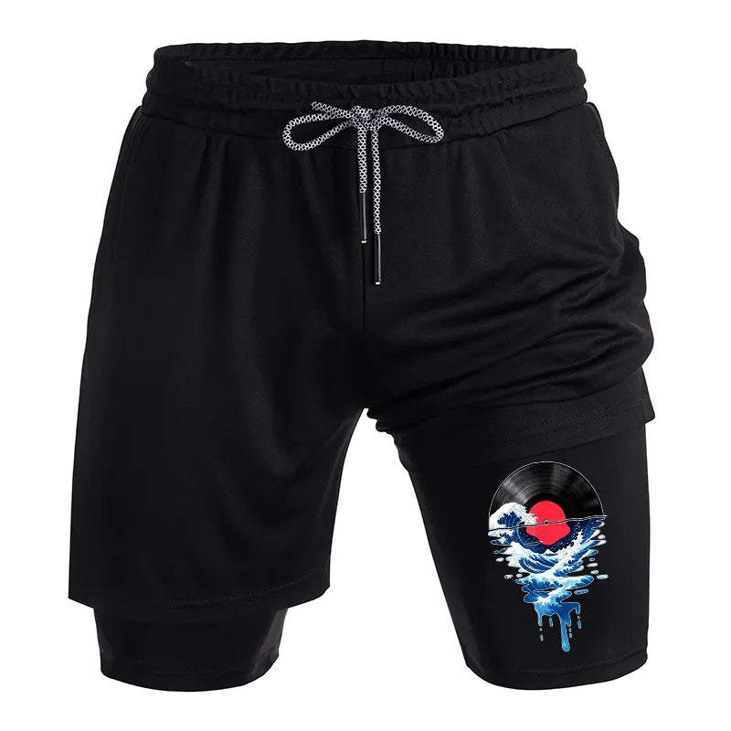 Kyoto-Lion Vinyl Records And Waves Training Shorts