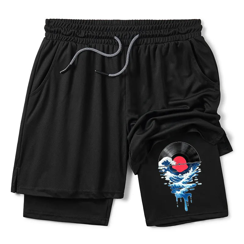 Kyoto-Lion Vinyl Records And Waves Training Shorts