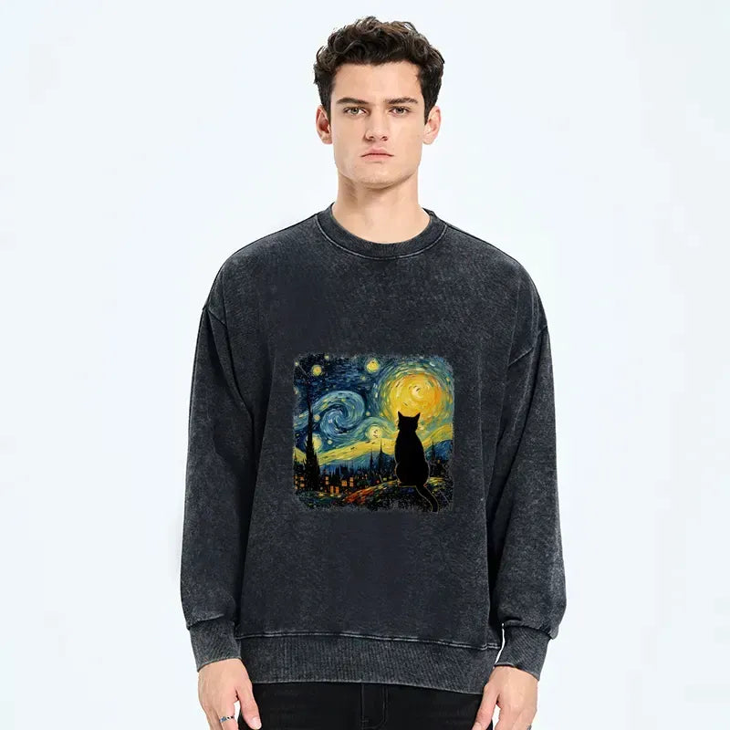 Washed Unisex Hoodie with Starry Night