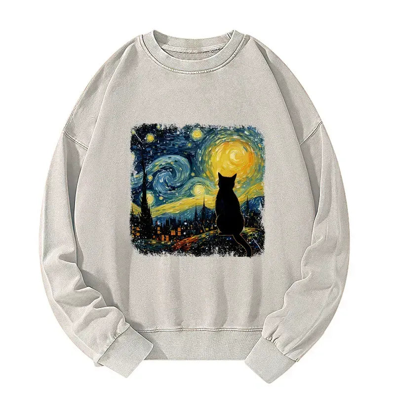 Washed Unisex Hoodie with Starry Night