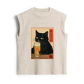 Funny Cat Holding Beer Washed Tank Top