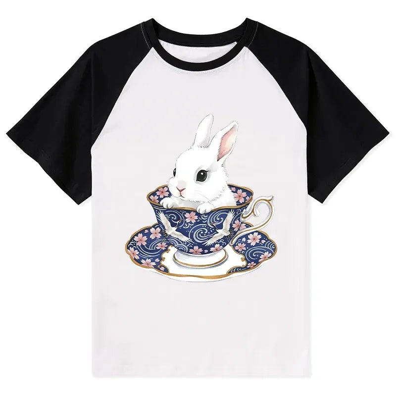 Japanese Cute Rabbit Raglan Tee