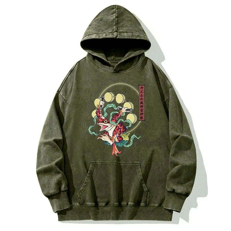 Kyoto-Lion Frog Monster Japanese Washed Hoodie