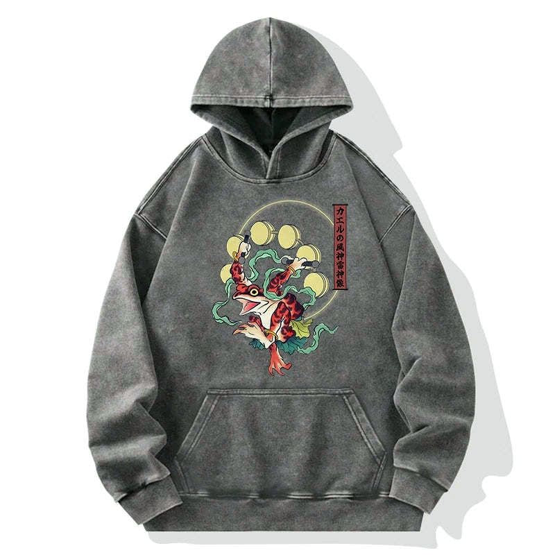 Kyoto-Lion Frog Monster Japanese Washed Hoodie