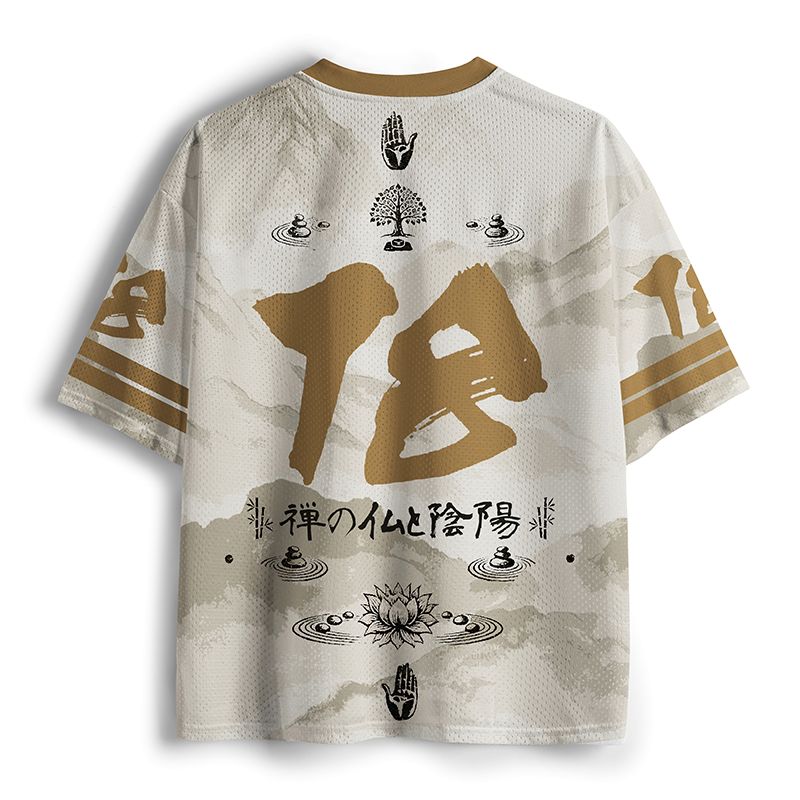 Kyoto-Lion Zen Yin Yang Buddha Mesh Jersey