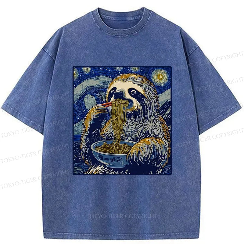 Kyoto-Lion Ramen Lover Cute Sloth Washed T-Shirt