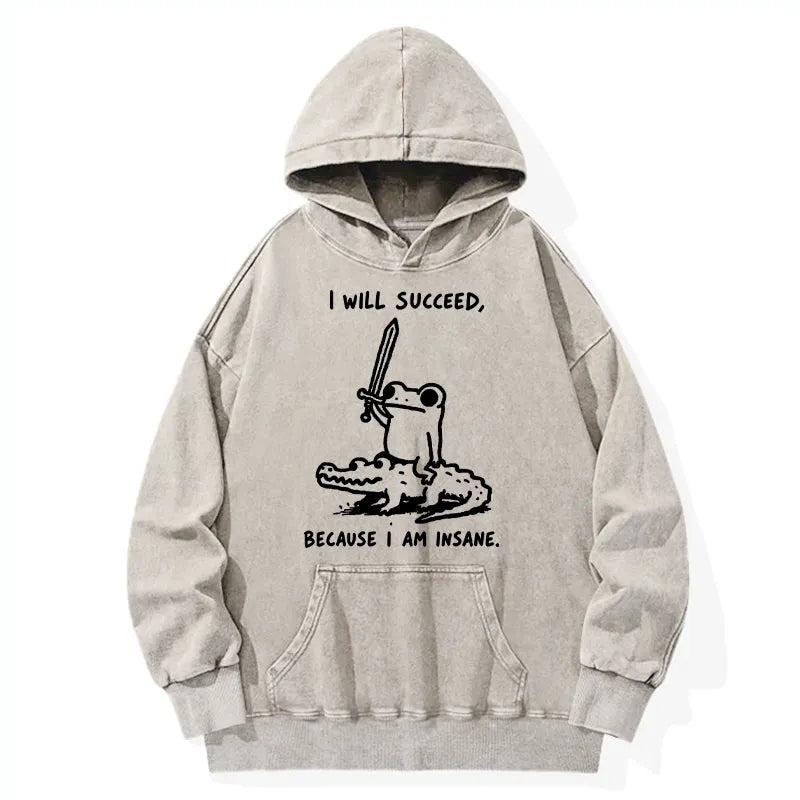 Kyoto-Lion Warrior Frog Funny Meme Washed Hoodie
