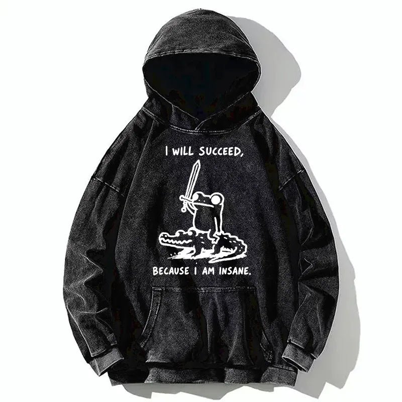 Kyoto-Lion Warrior Frog Funny Meme Washed Hoodie