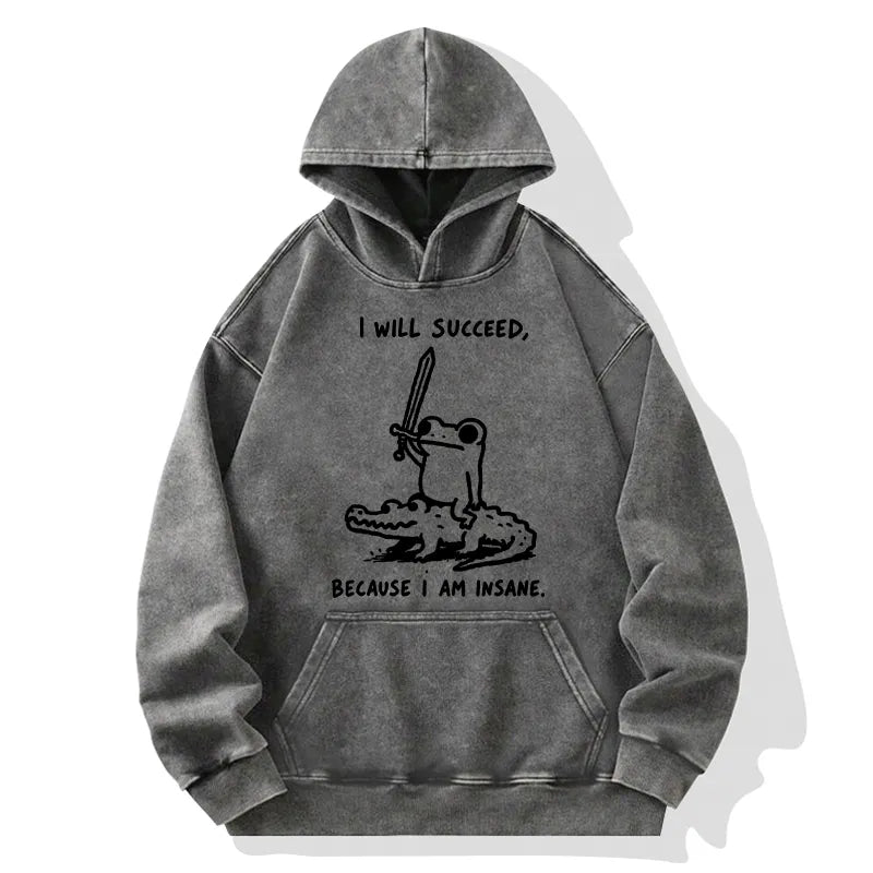 Kyoto-Lion Warrior Frog Funny Meme Washed Hoodie