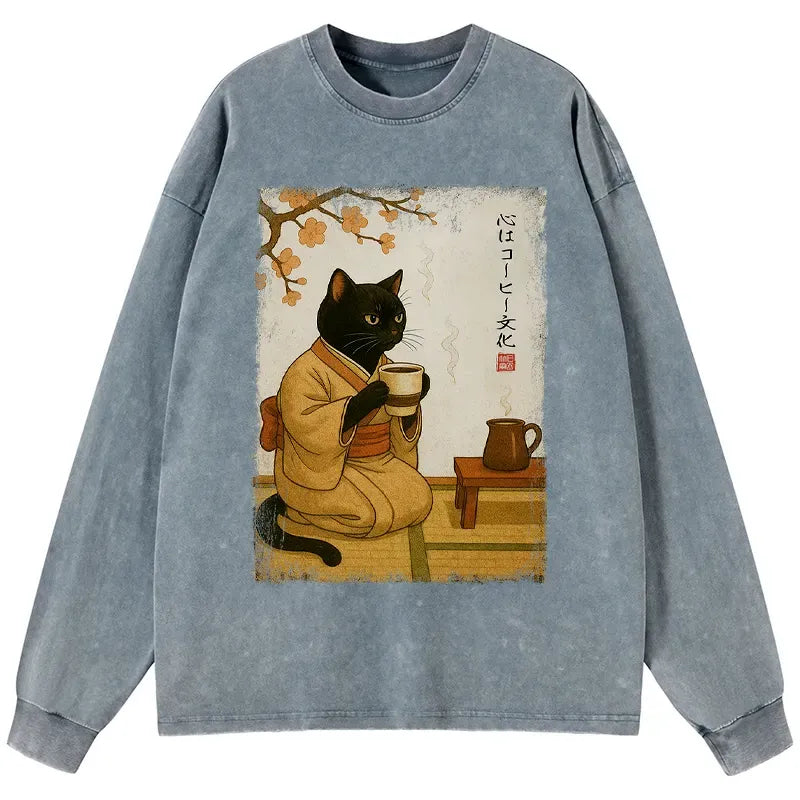Japanese Vintage Cat Long Sleeve Tee