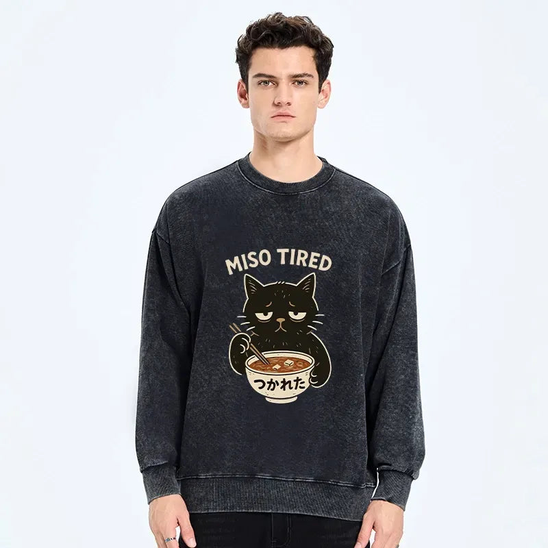 trendy Japanese washed sweatshirt for casual