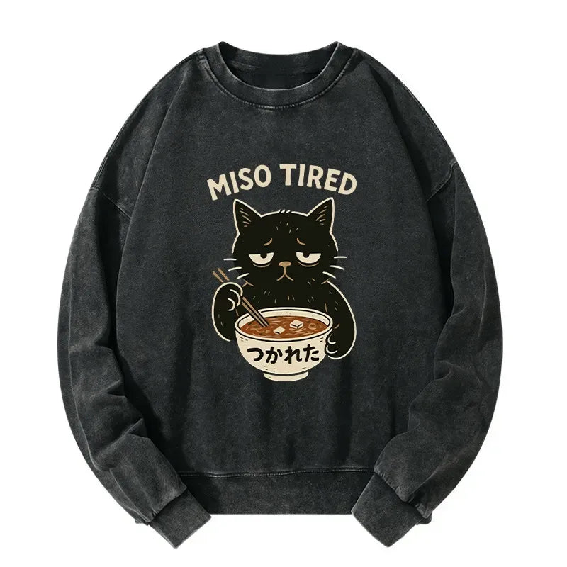 trendy Japanese washed sweatshirt for casual