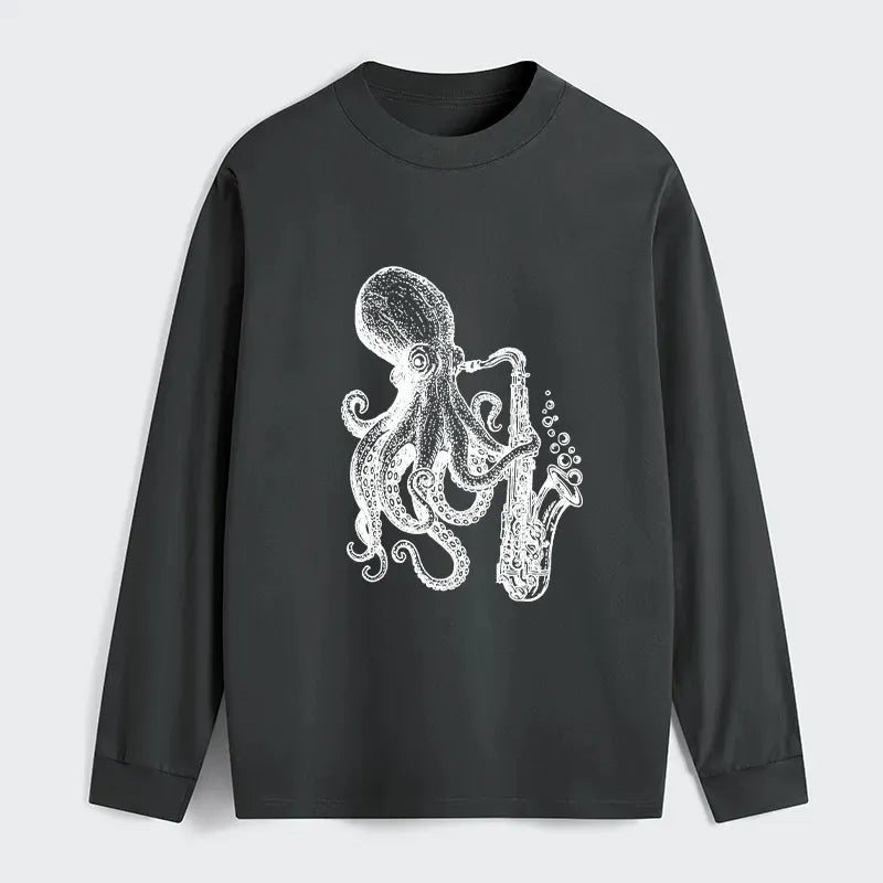 Kyoto-Lion Octopus Playing Saxophone Classic Long Sleeve T-Shirt