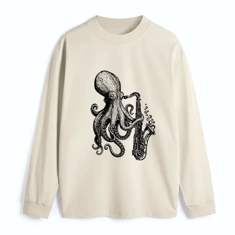 Kyoto-Lion Octopus Playing Saxophone Classic Long Sleeve T-Shirt