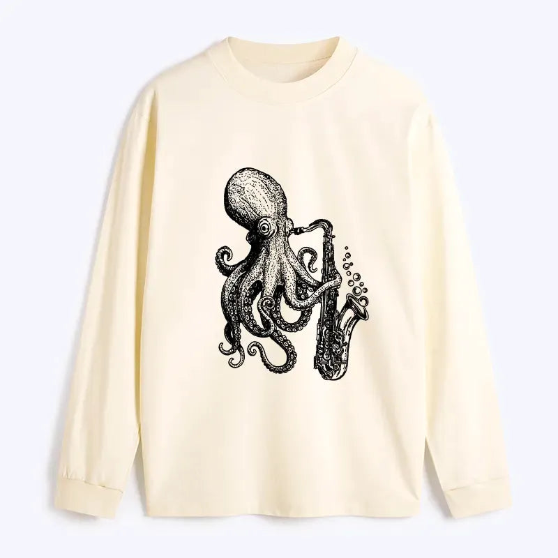 Japanese Octopus Art Long Sleeve Tee for Summer