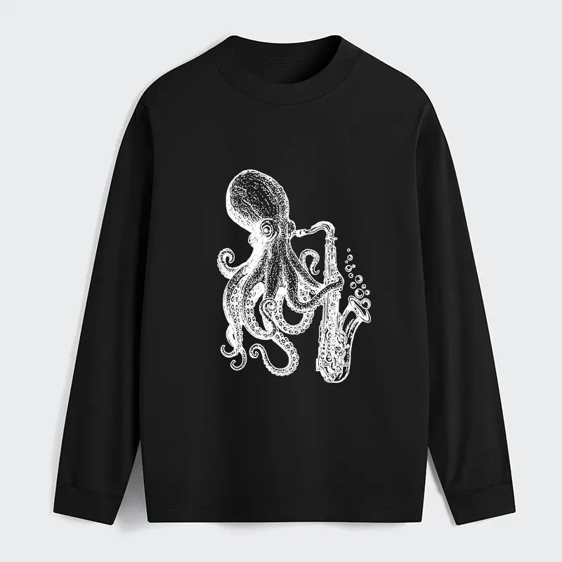 Kyoto-Lion Octopus Playing Saxophone Classic Long Sleeve T-Shirt