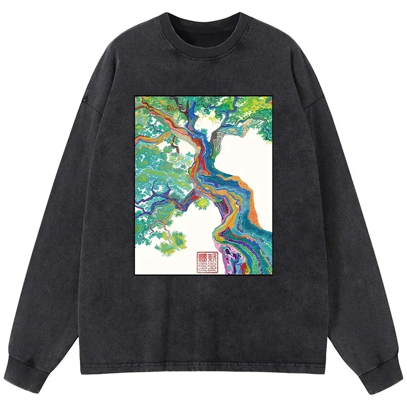 Washed Unisex Cotton Long Sleeve Tee
