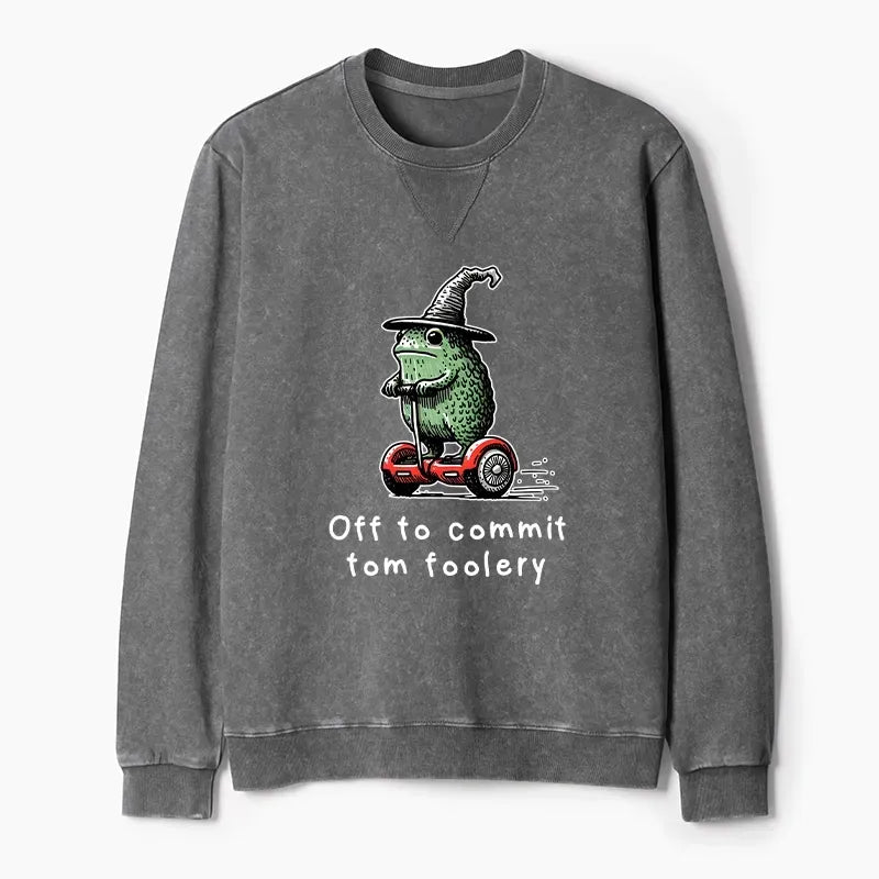 Washed Terry Frog Sweatshirt for Vacation