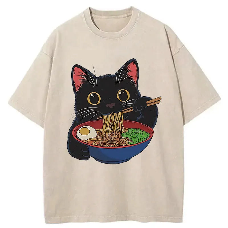 Vintage Cat Ate Ramen T-Shirt for Casual Wear