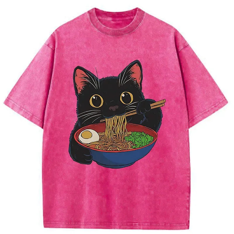 Ukiyo-e Black Cat T-Shirt Gift for Her