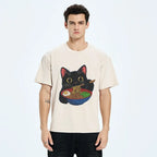 Ukiyo-e Black Cat T-Shirt Gift for Her