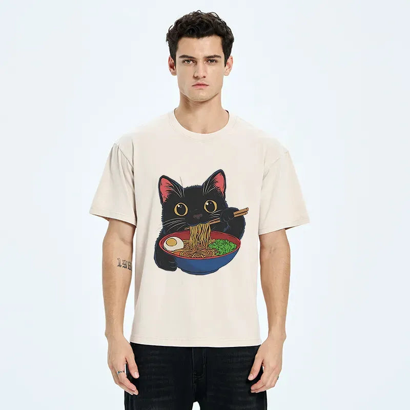 Ukiyo-e Black Cat T-Shirt Gift for Her