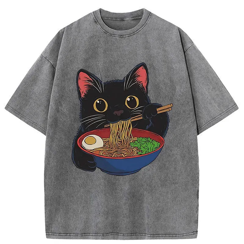 Vintage Cat Ate Ramen T-Shirt for Casual Wear