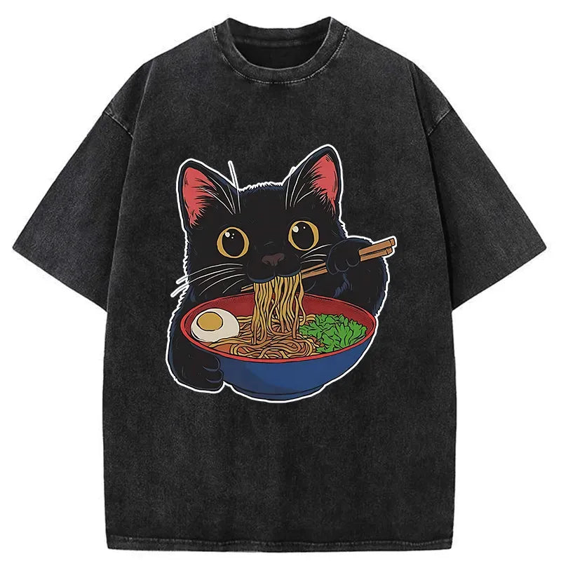 Ukiyo-e Black Cat T-Shirt Gift for Her