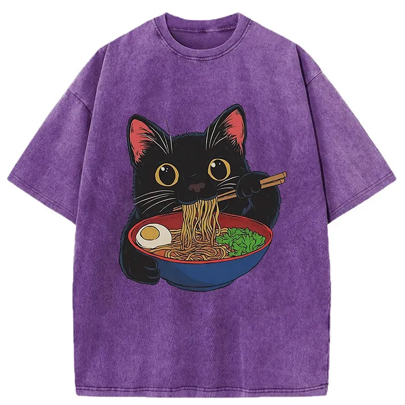 Ukiyo-e Black Cat T-Shirt Gift for Her