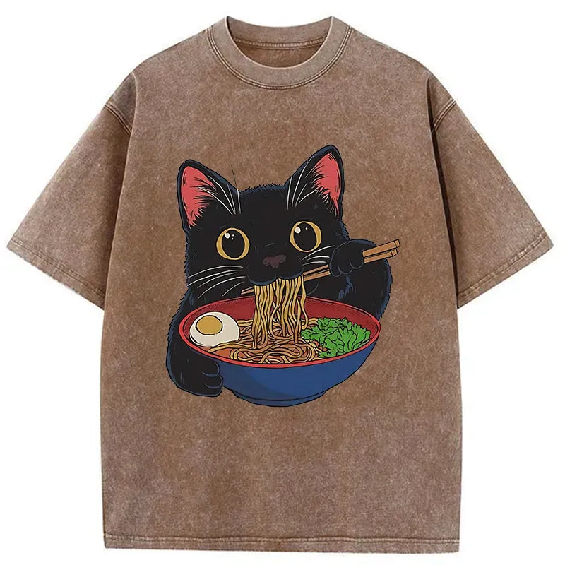 Vintage Cat Ate Ramen T-Shirt for Casual Wear