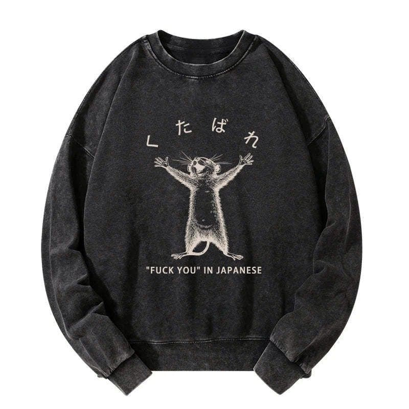 Kyoto-Lion Happy Mouse Japanese Washed Sweatshirt