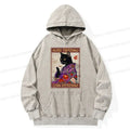 Kyoto-Lion Japanese Cat Drinking Coffee Washed Hoodie