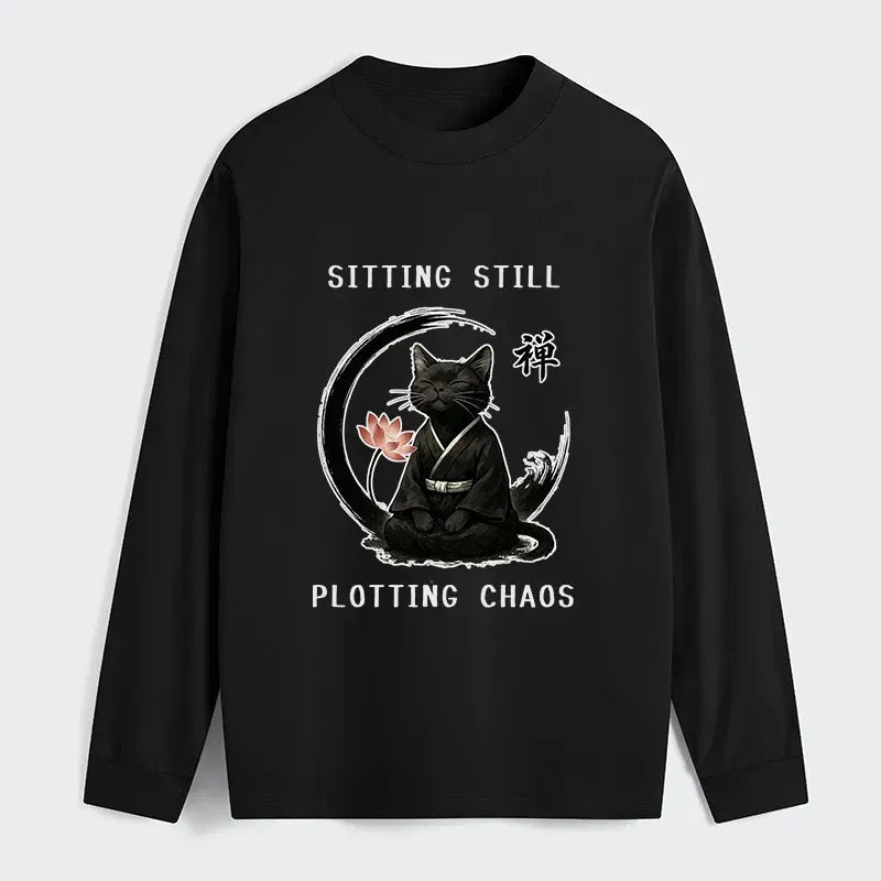 funny japanese zen cat long sleeve