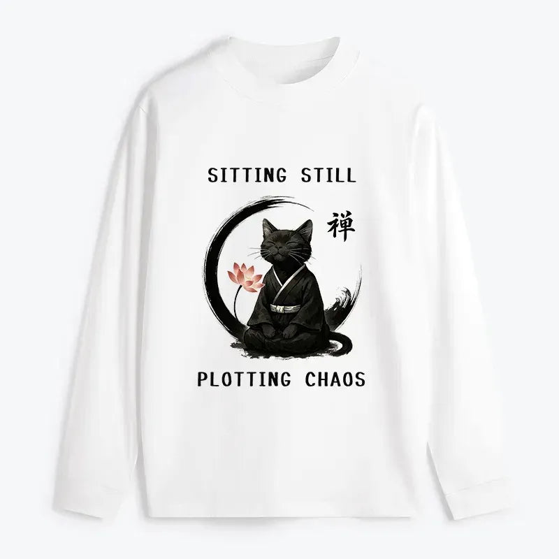 funny japanese zen cat long sleeve