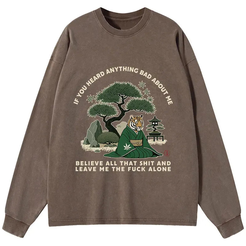 Funny Ukiyoe Tiger Samurai Long Sleeve T-Shirt