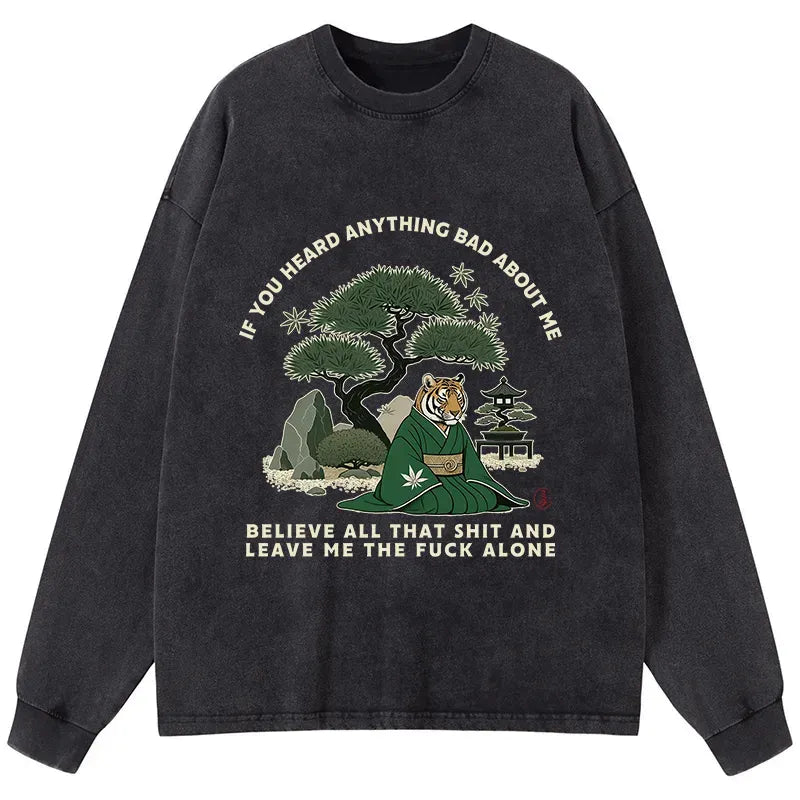 Funny Ukiyoe Tiger Samurai Long Sleeve T-Shirt